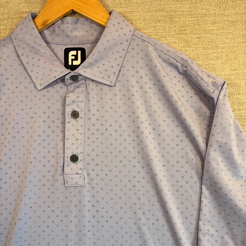 FootJoy FJ Dot Geo Lilse Purple Mens XL Golf Polo Shirt Performance Stretch EUC